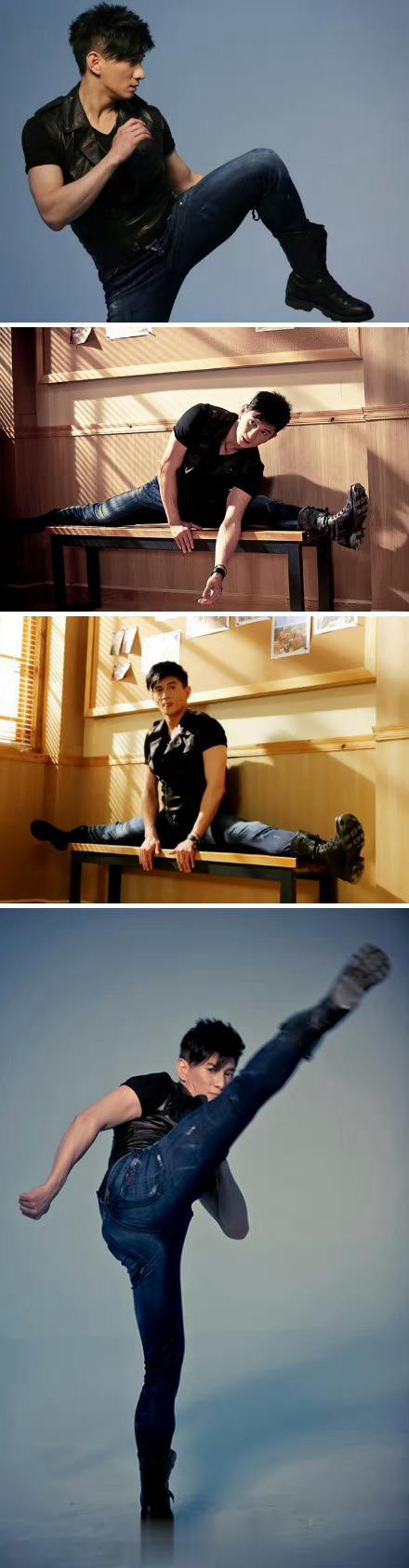 #吴奇隆海上一字马# 吴奇隆这一字马真的是惊呆了，我没想到他居然这么优秀！还能在