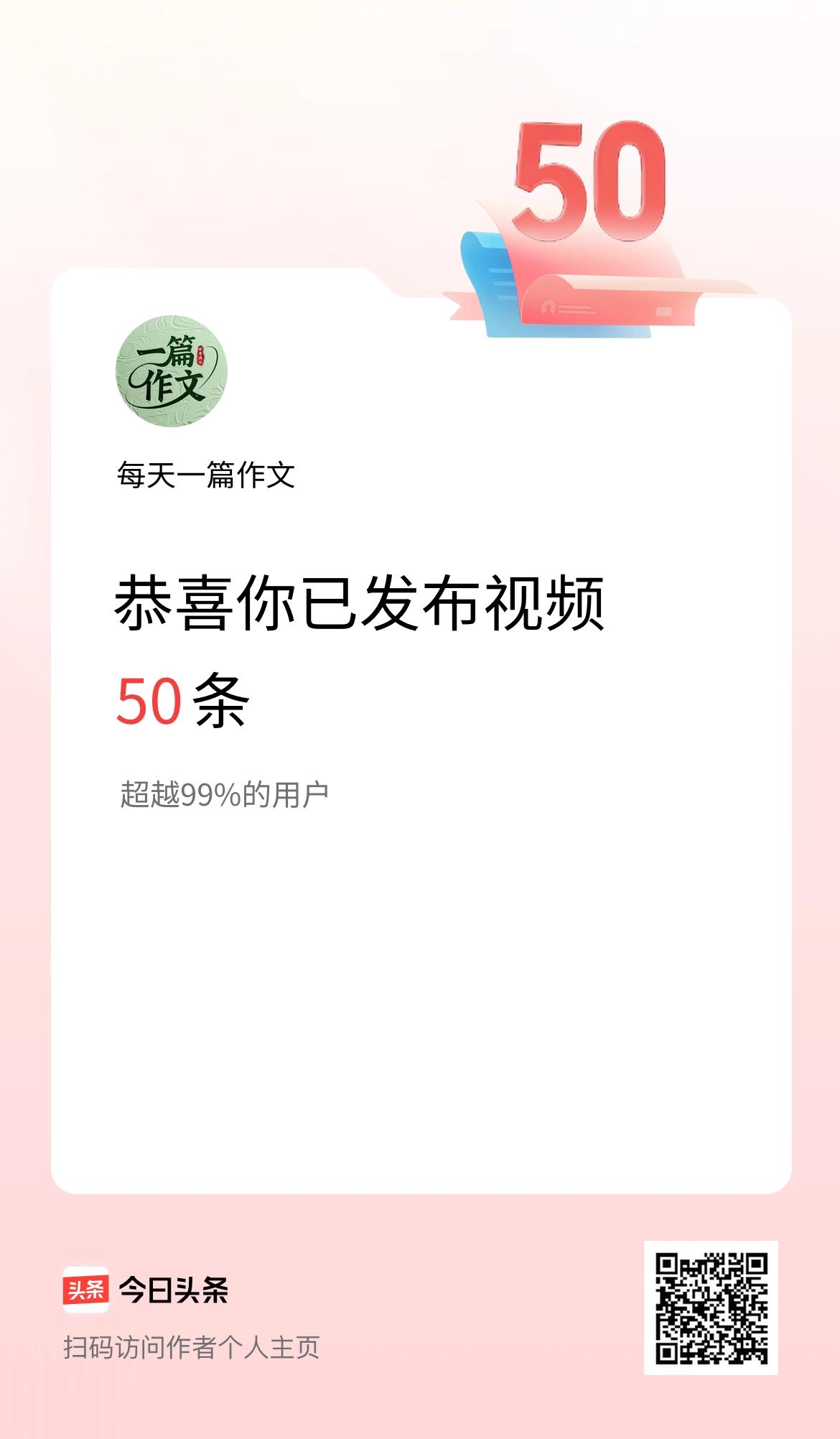 我在头条累计视频投稿50个