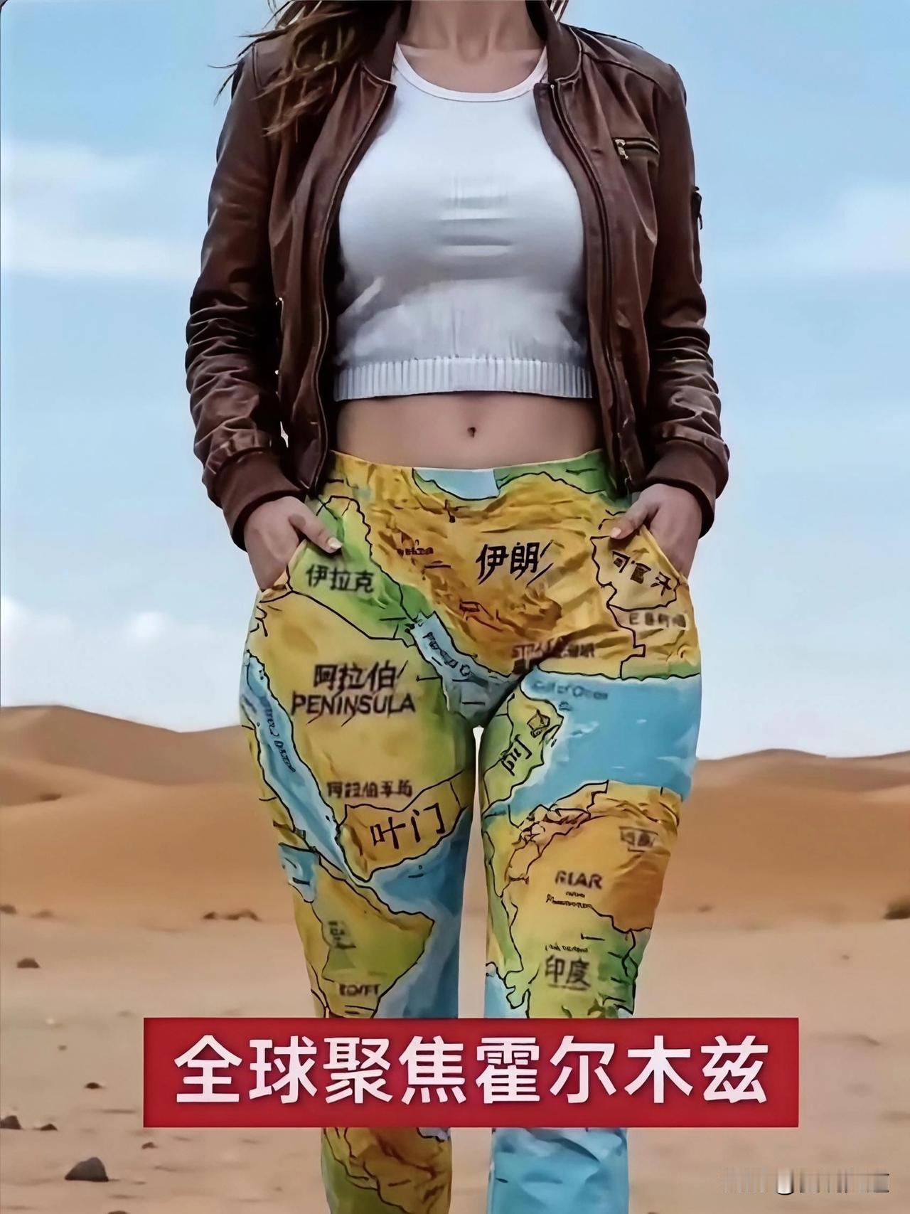 一条地图裤，硬控世界能源咽喉。
穿的是山河地貌，拿捏的是全球油价。
腰身在风口，