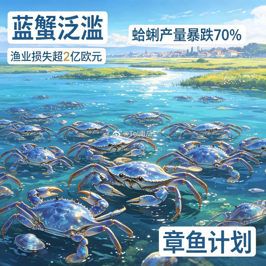 意大利蓝蟹太多用火烧不完意大利蓝蟹泛滥这事真的有点离谱。原本产自美洲的蓝蟹跑到地