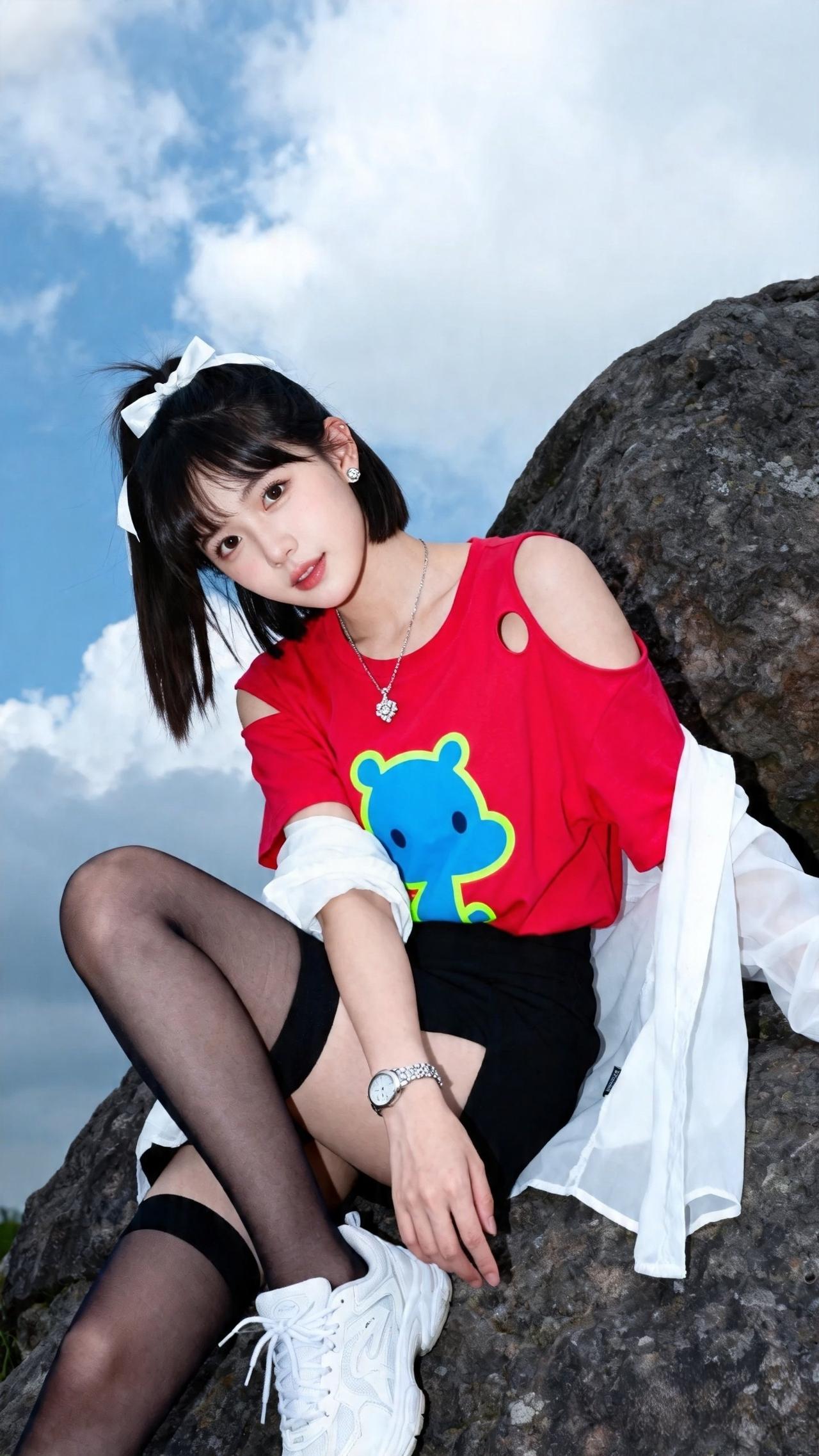 甜酷上线，元气满格
​
甜酷少女 元气写真 户外拍照 撞色穿搭 高马尾造型 夏日