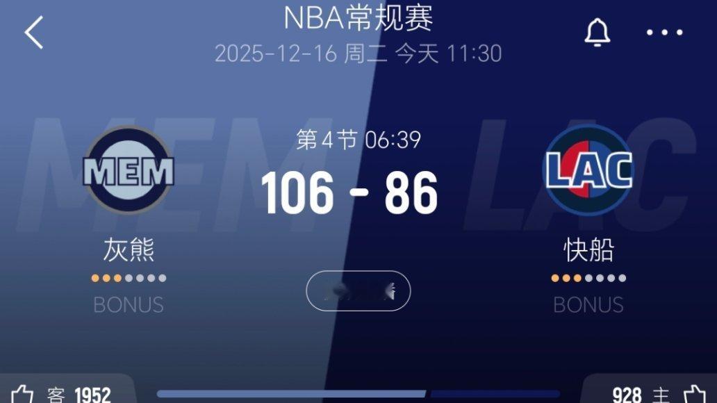 看直播的说一下，今天球员的肢体动作，是在崩溃边缘吗？灰熊vs快船