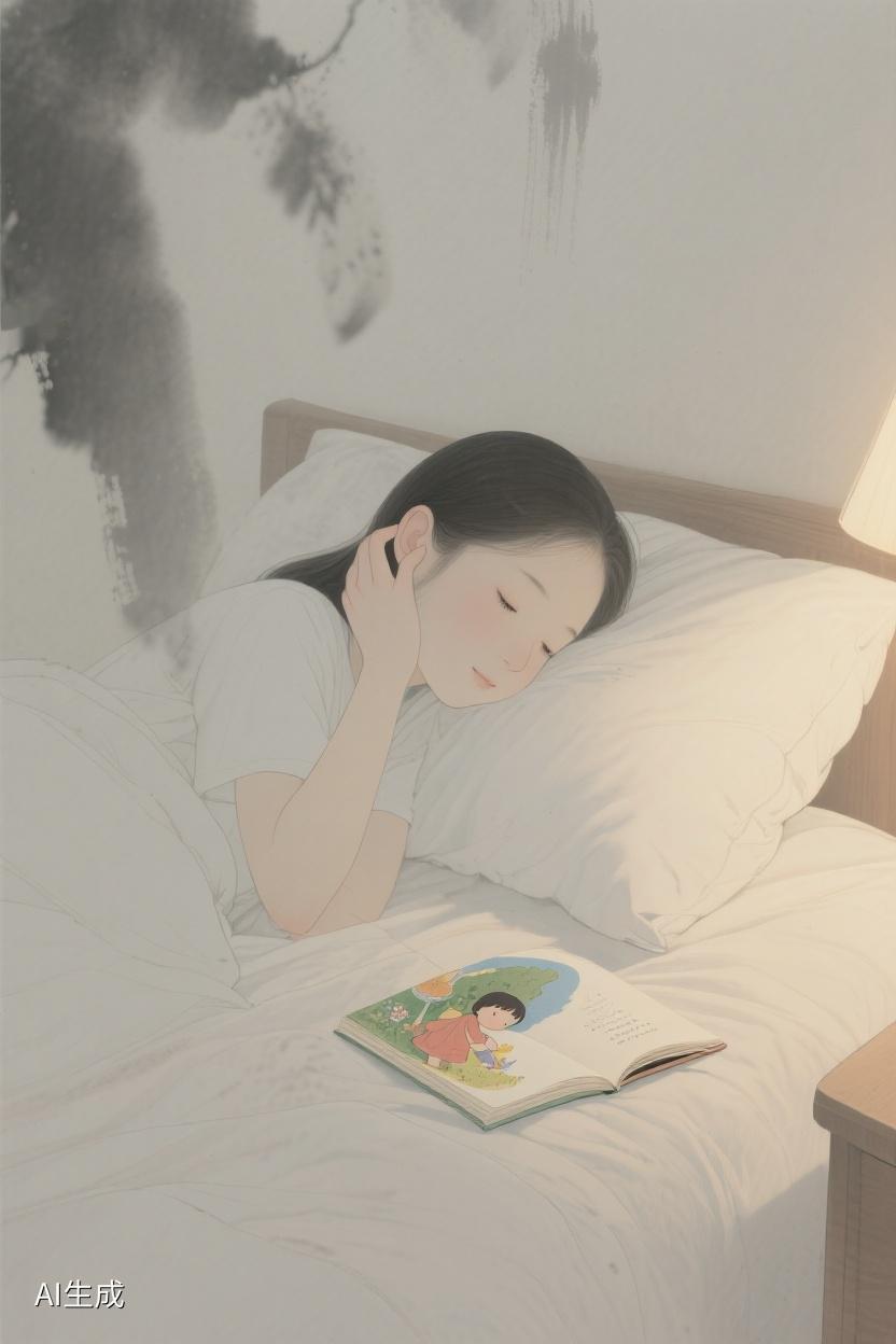 AI随心绘在轻柔时光里，书页摊开枕边，睡眠似梦，静享此刻的诗意与安宁✨