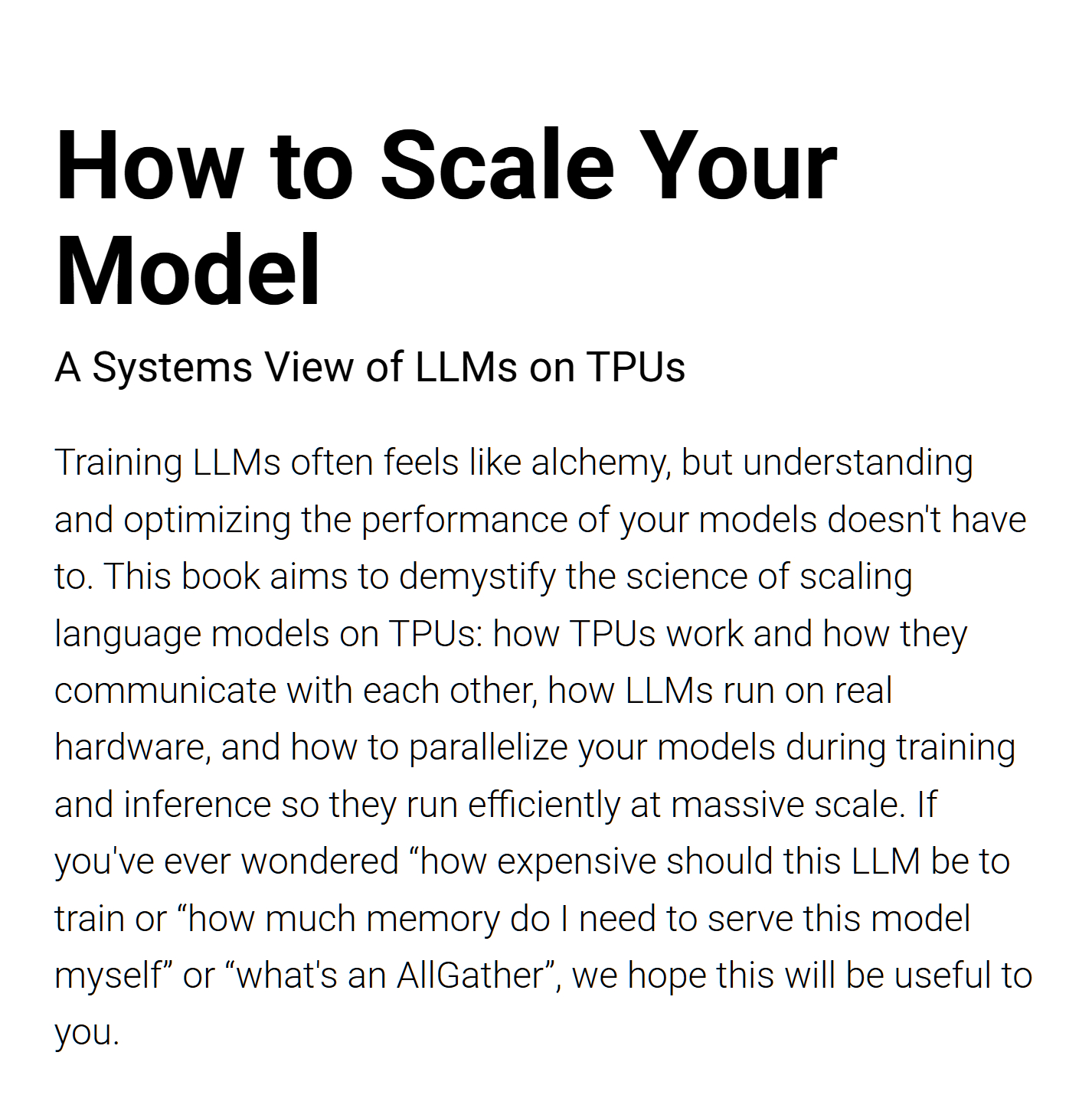 电子书《How to Scale Your Model》 如何扩展模型：TPU 