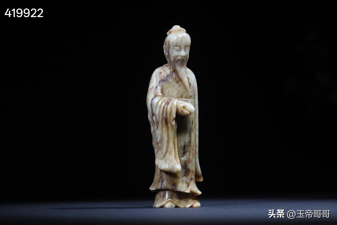 明代玉雕太上老君立像 ｜ 道教圣品
—————————
高13公分 宽4公分 重