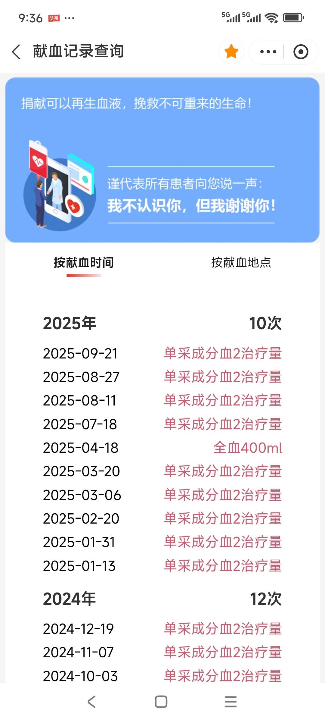 第278次无偿献血通过核酸检测！