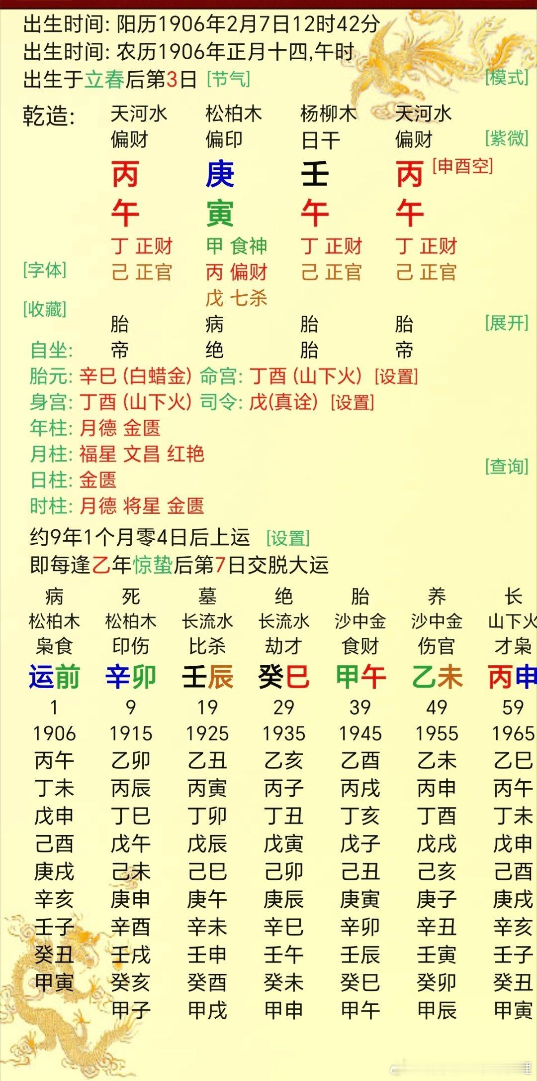 怎么看男性有无子女，拿清朝最后一位皇帝溥仪的盘说一下。这个盘是壬午日柱，全局火旺