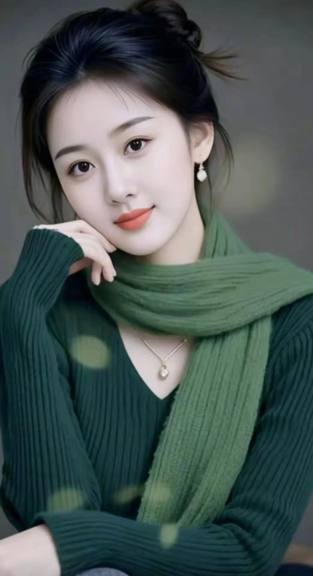 温柔冬日穿搭，绿色围巾搭配，温暖又时尚！🌟🌟🌟💖