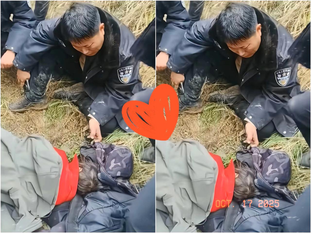 这位警察叔叔一定也是一位好父亲！
在地头车内丢失的4岁女童找到了
看到东北4岁女