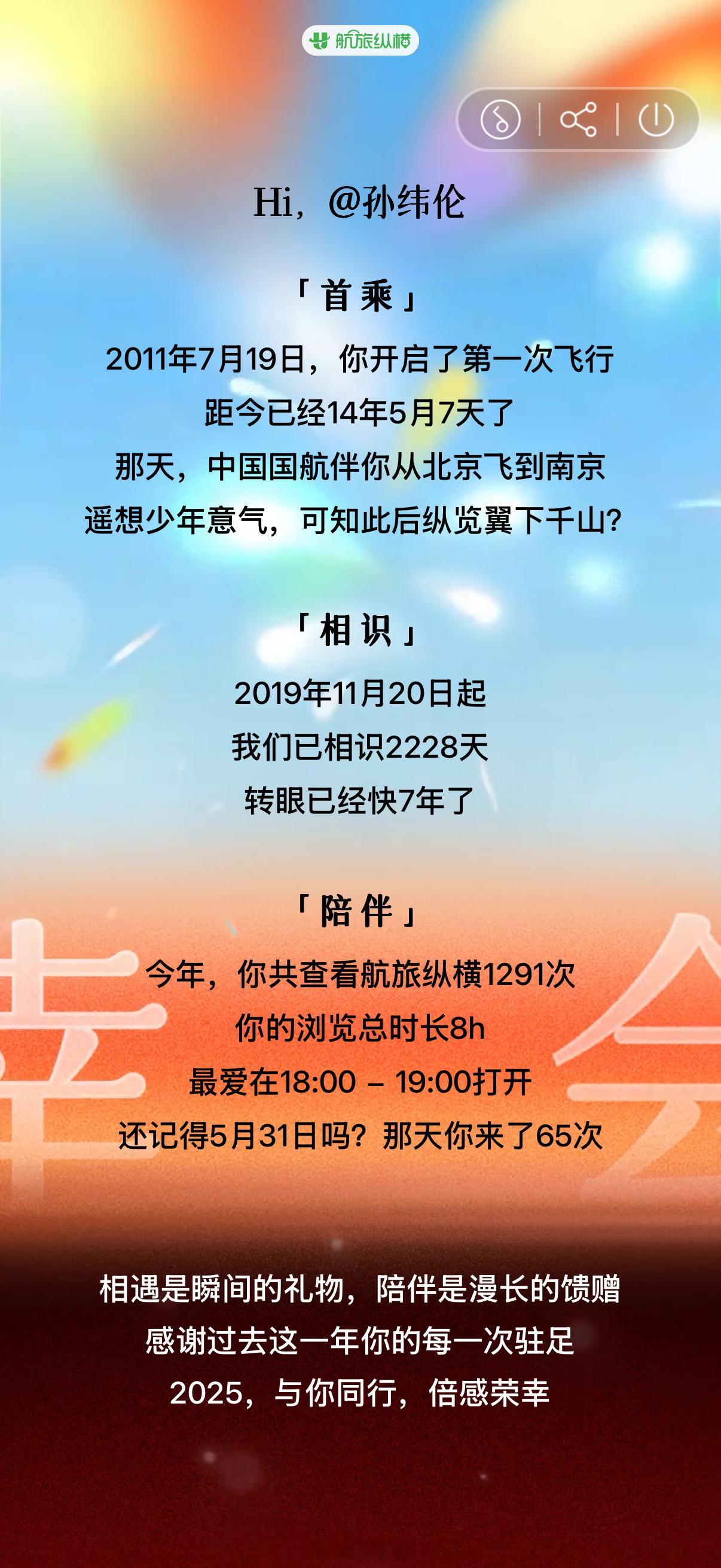 航旅纵横年度飞行报告来了，真是一年不如一年，今年还剩最后两段飞行，累计38次，准