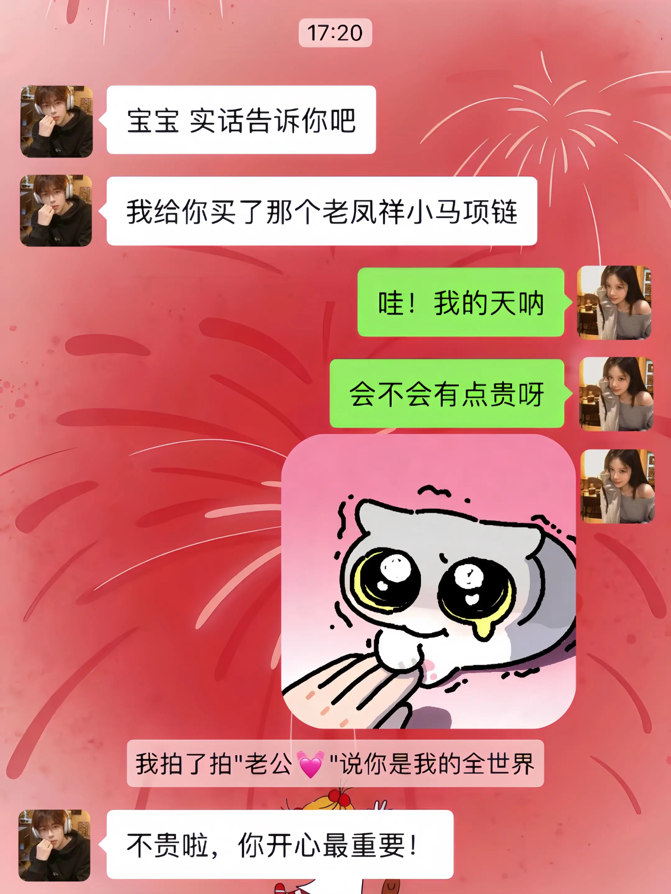 什么都是假的 只有男朋友给我买的老凤祥小马和田玉项链才是真的