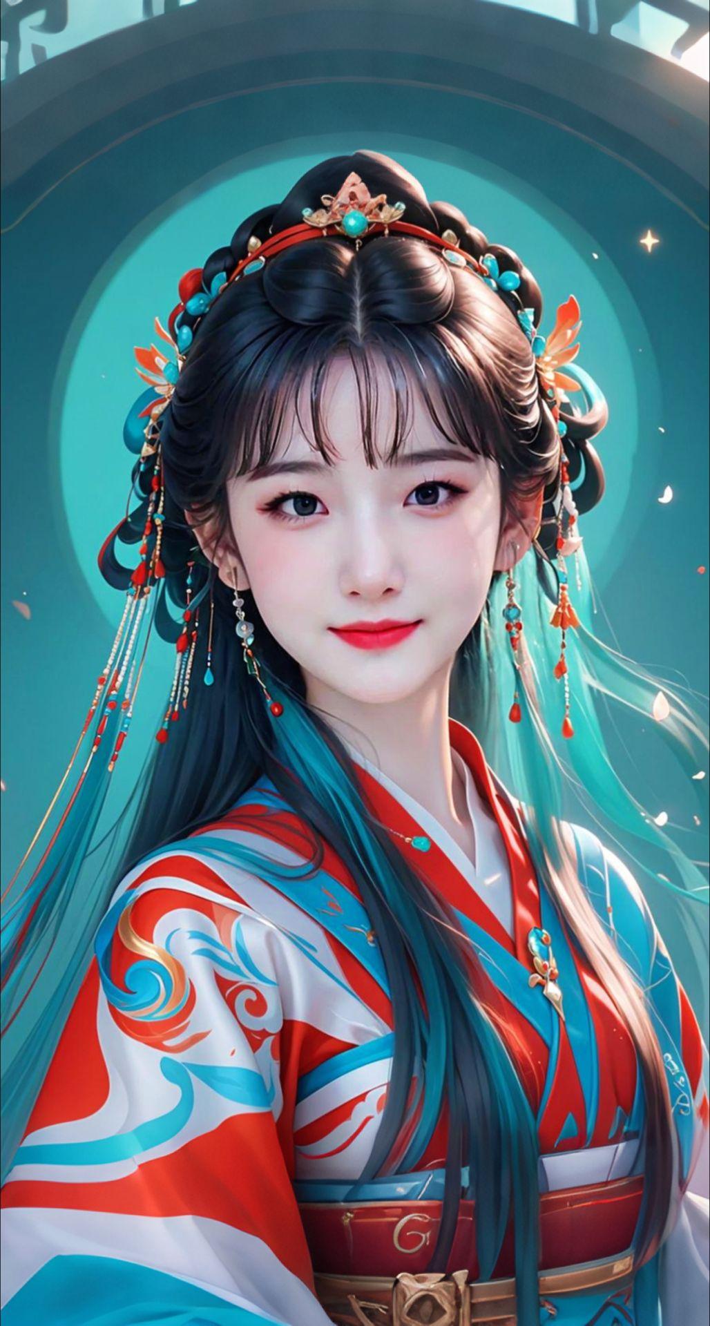 AI扩图 AI蓝眸仙韵照