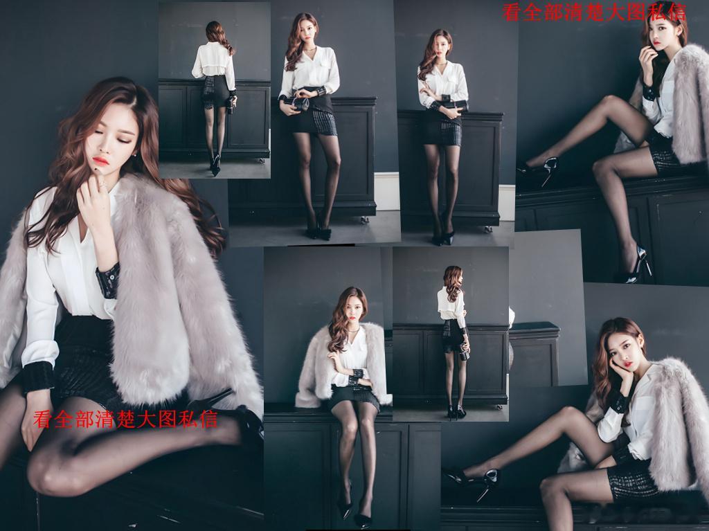 小皮草超短裙黑丝... ​​​