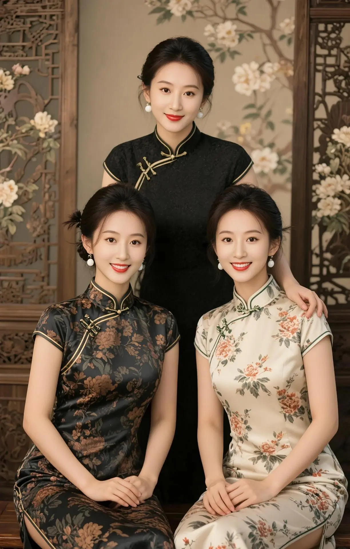 AI旗袍三人照 随变ai随便玩