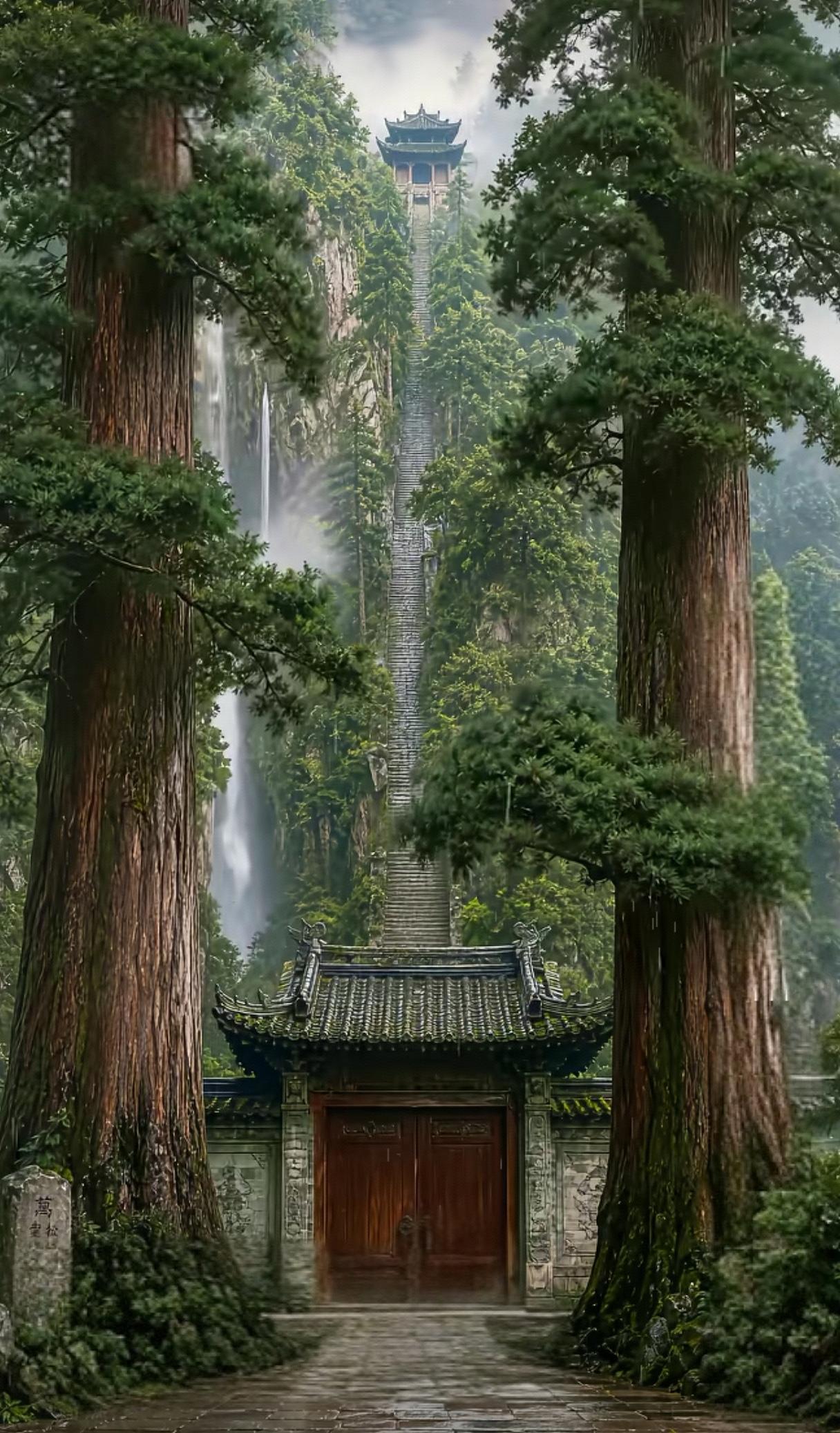 题破山寺后禅院

唐·常建

清晨入古寺，初日照高林。

曲径通幽处，禅房花木深