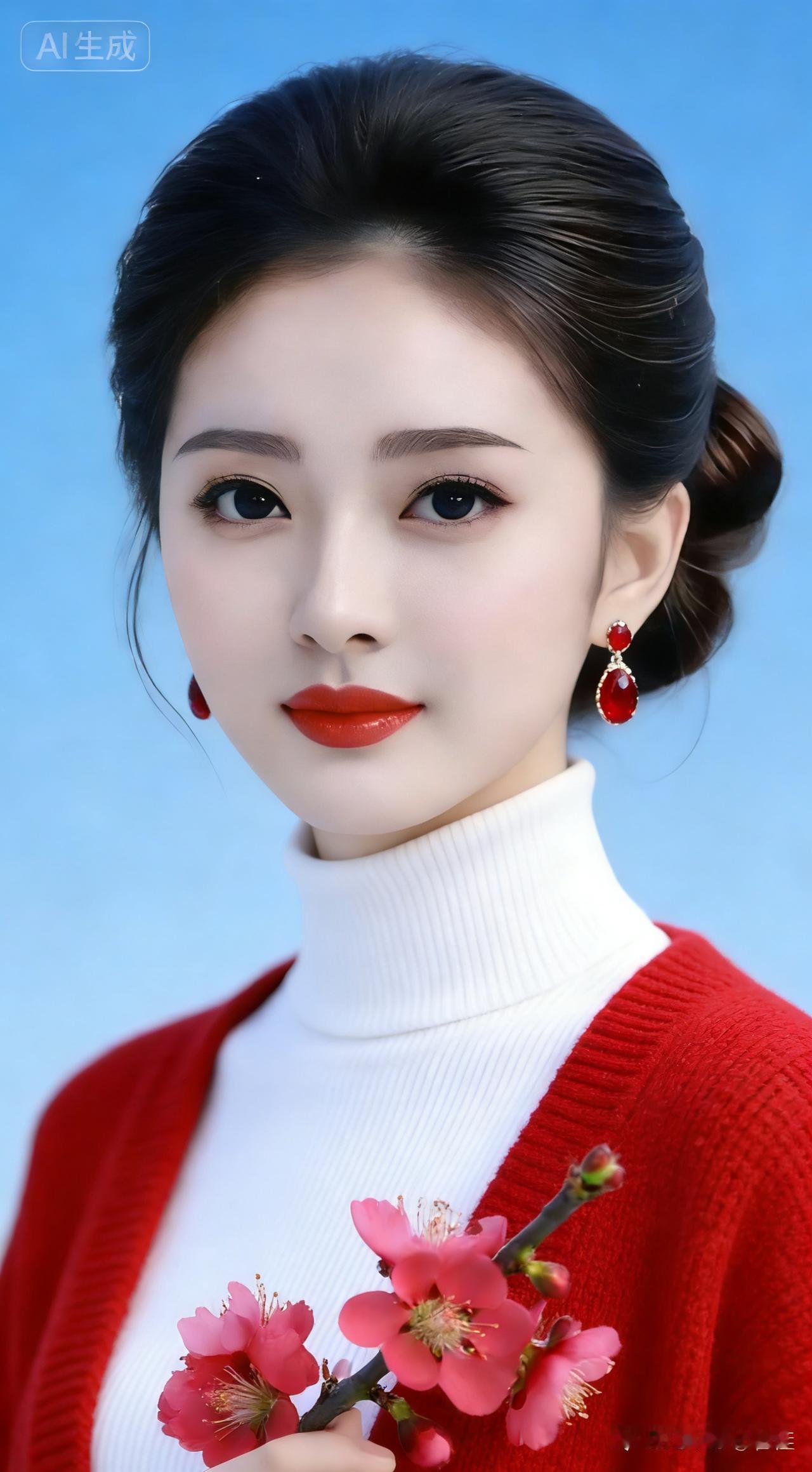 爱花的姑娘都很美，小姐姐手捧鲜花，美得像一幅画。