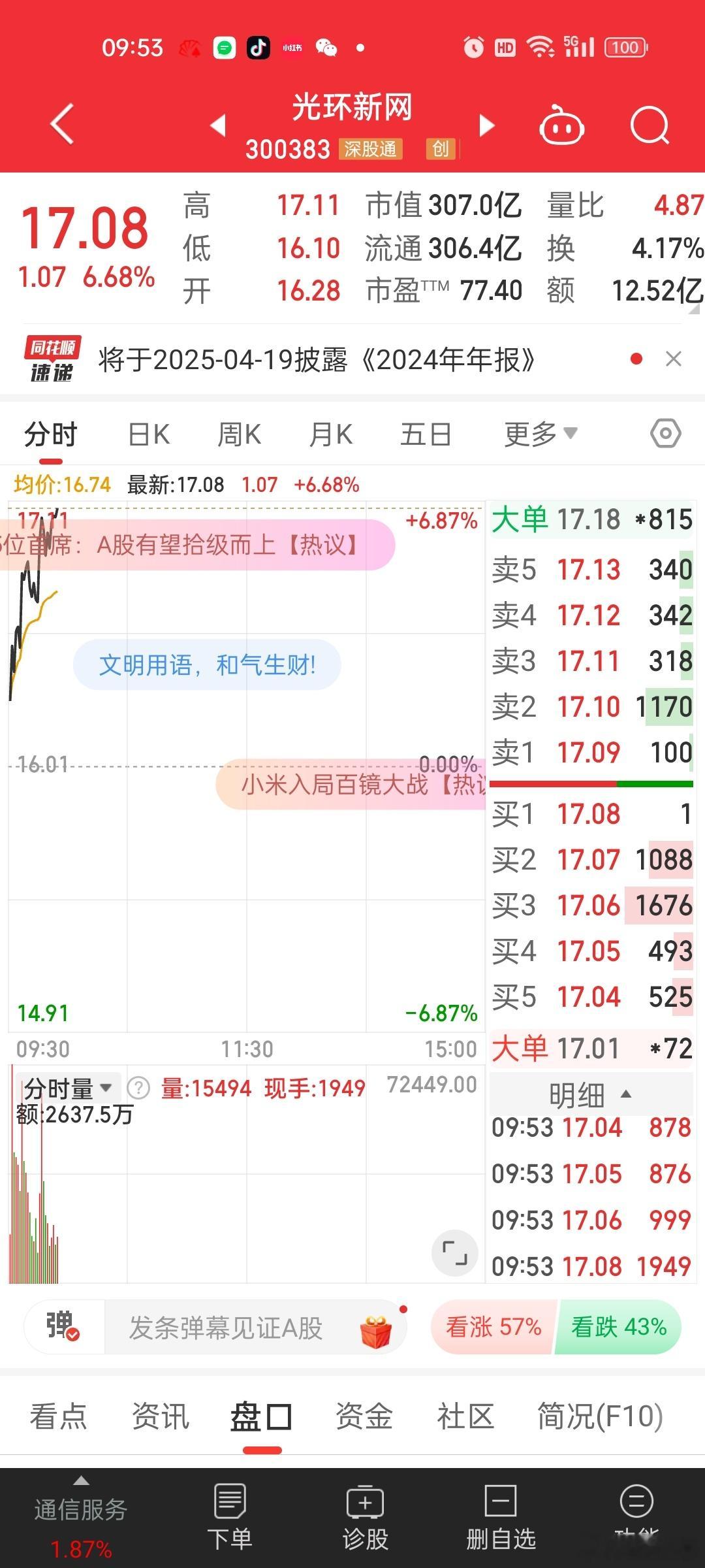 光环这波确实还可以，A股传统老牌云服务数据中心运营商。受益DS红利。 