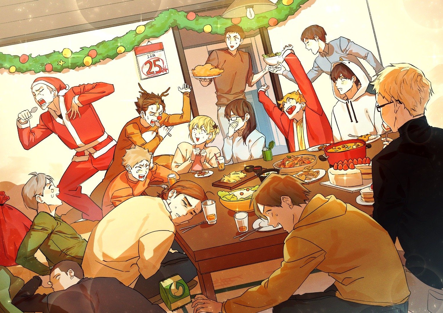 排球少年  乌野的圣诞聚会🧑🎄 绘：am_33_sam 