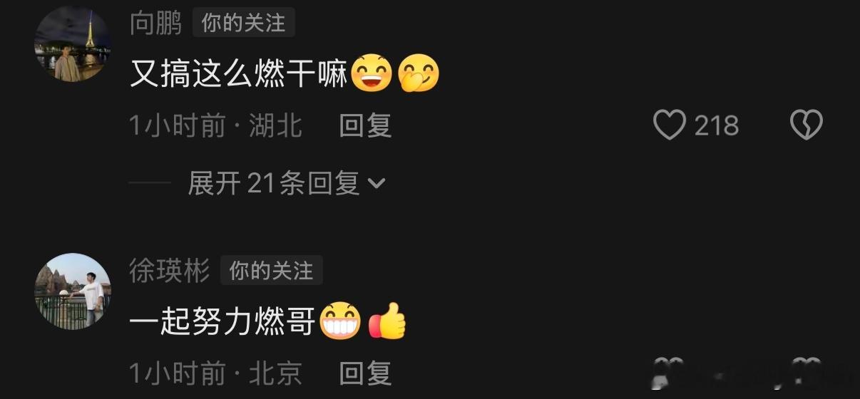 王艺迪：够燃李雅可: 太燃了👏袁励岑: 被我激励到了吗李雅可: 那必须的啊向鹏