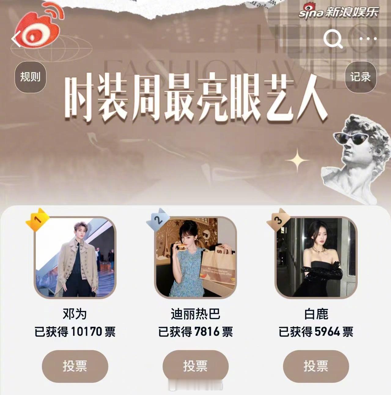 时装周最亮眼艺人推荐邓为迪丽热巴白鹿时装周最亮眼邓为时装周最亮眼艺人top1！！
