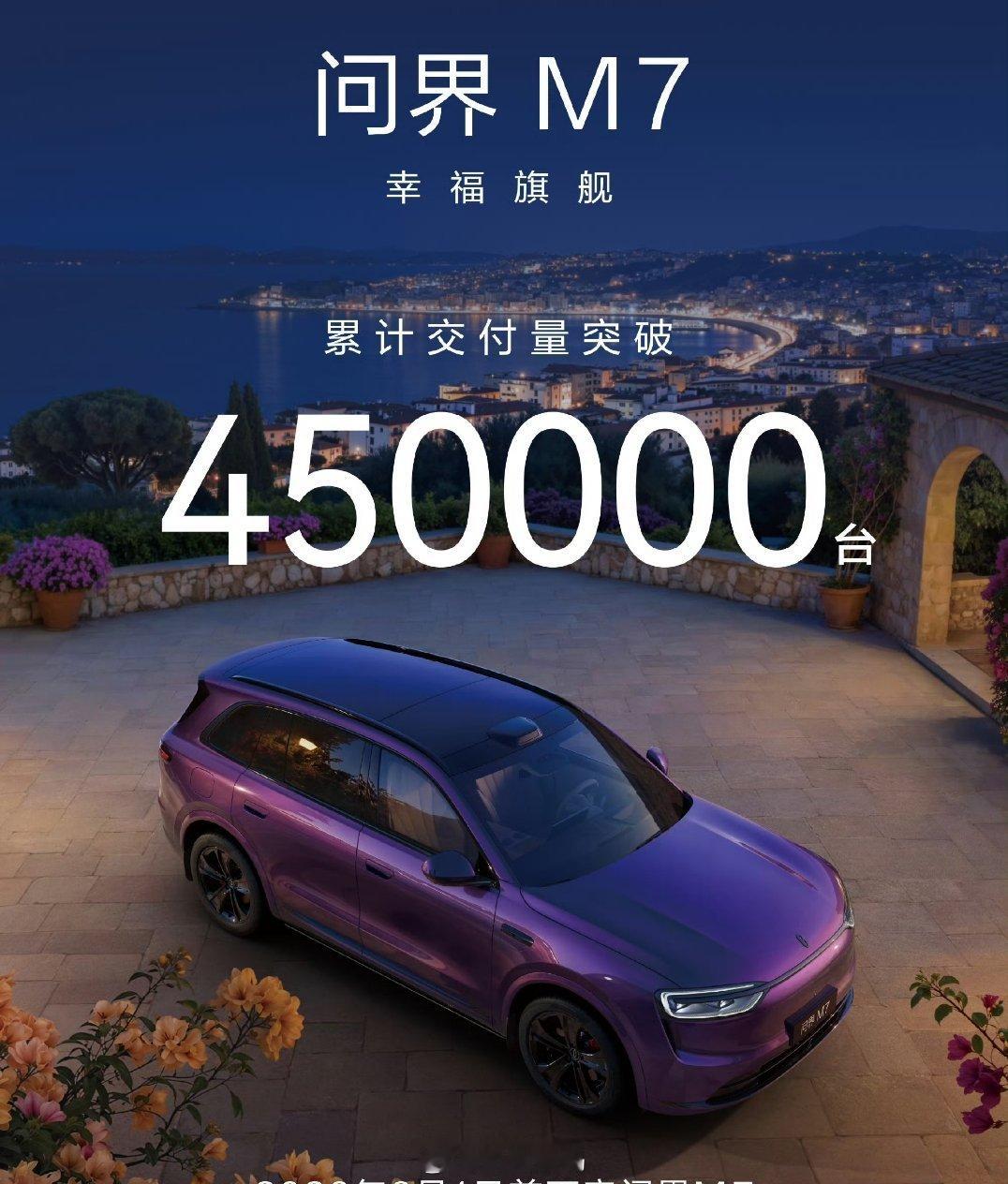 问界M7真牛逼，交付45万了。我经常能看到问界M7、M9这两款车，不得不说华为号
