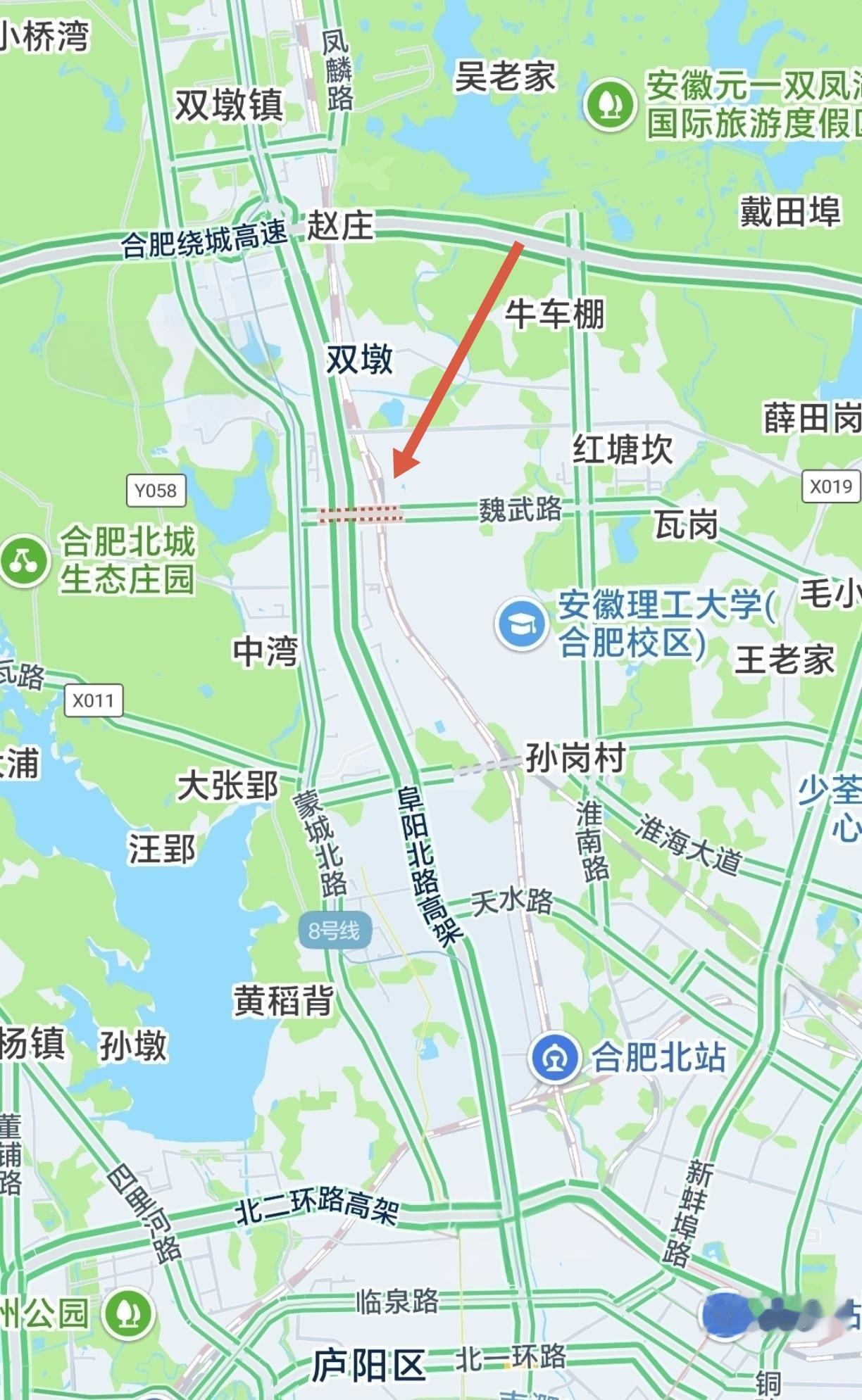［魏武路西延长丰、庐阳、蜀山段进展如何］
         合肥北部重要的东西向