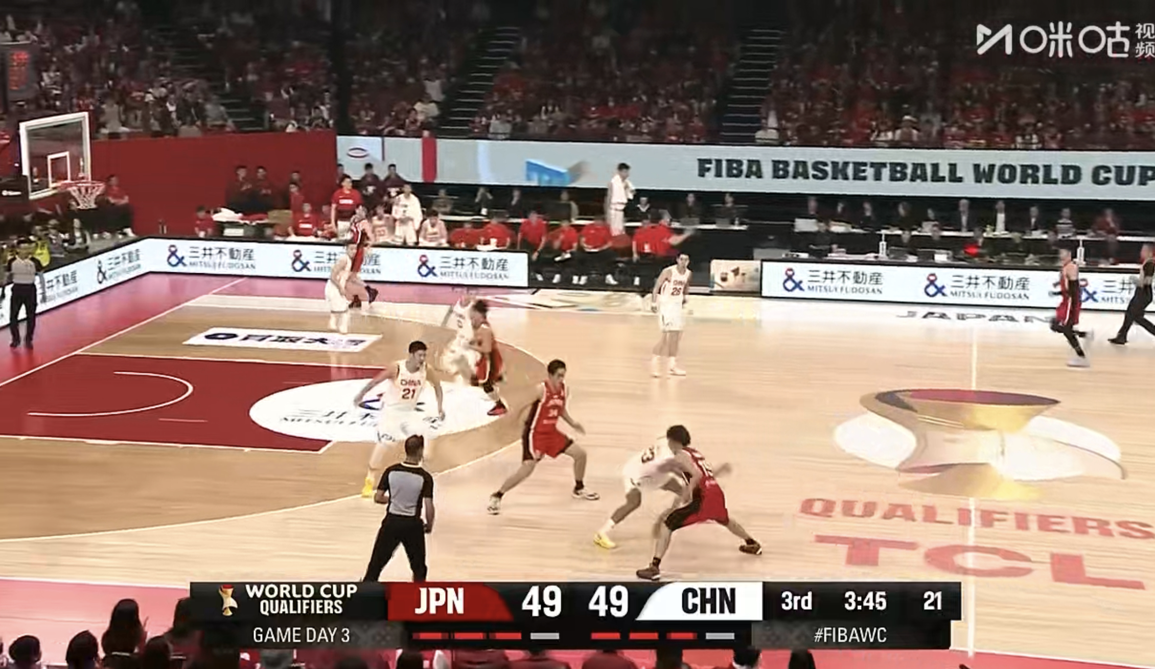 追平了！！中国男篮vs日本男篮