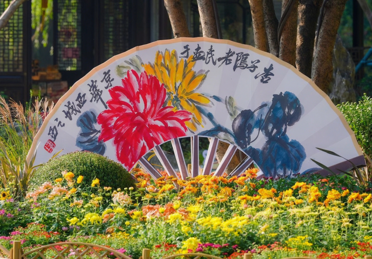 总要来趟江苏吧 【三千余盆菊花盛放】金秋送爽，菊韵满庭。近日，以“水袖穿月·个园