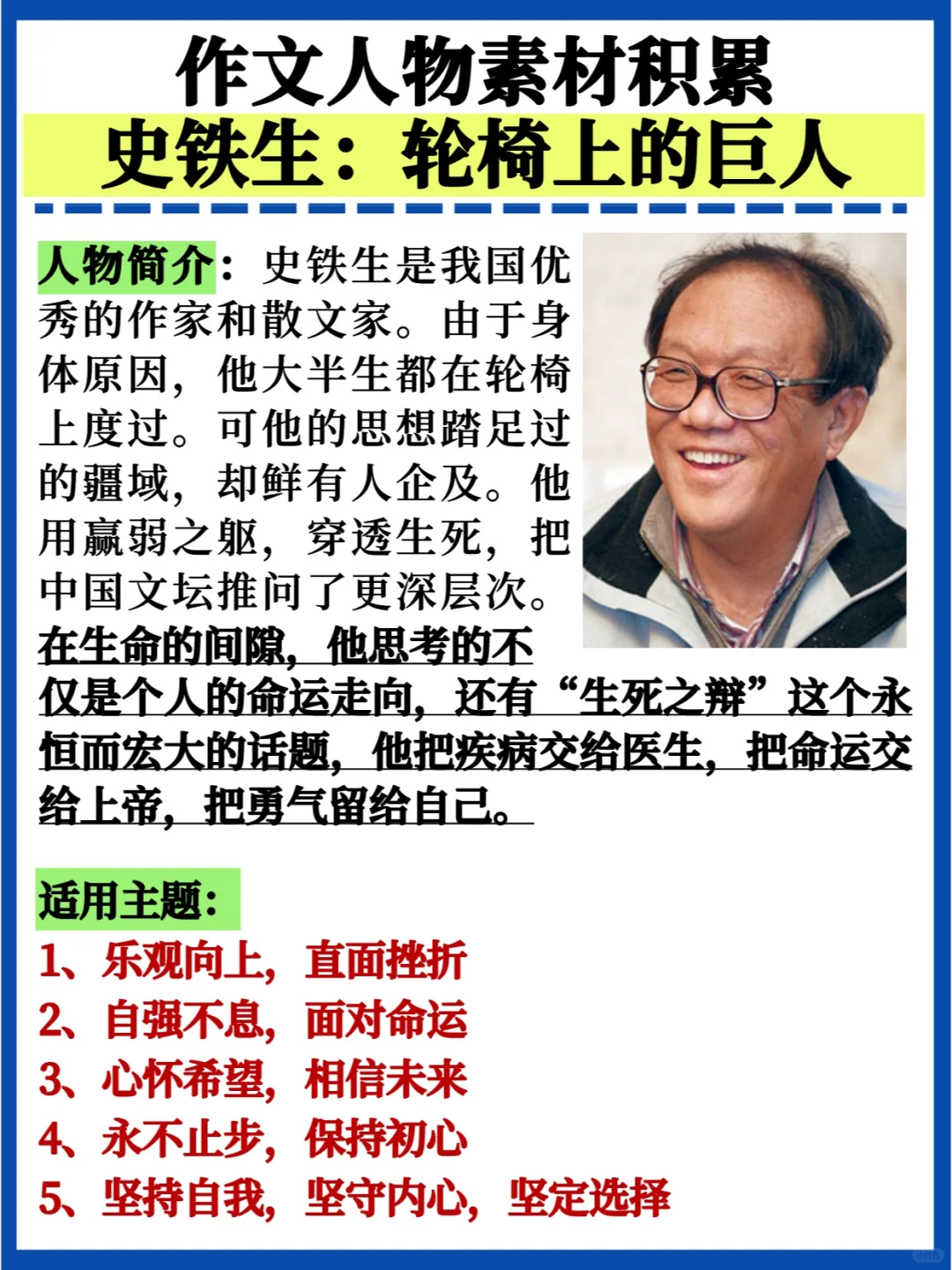 热门人物素材🔥史铁生｜熬过苦难即是重生