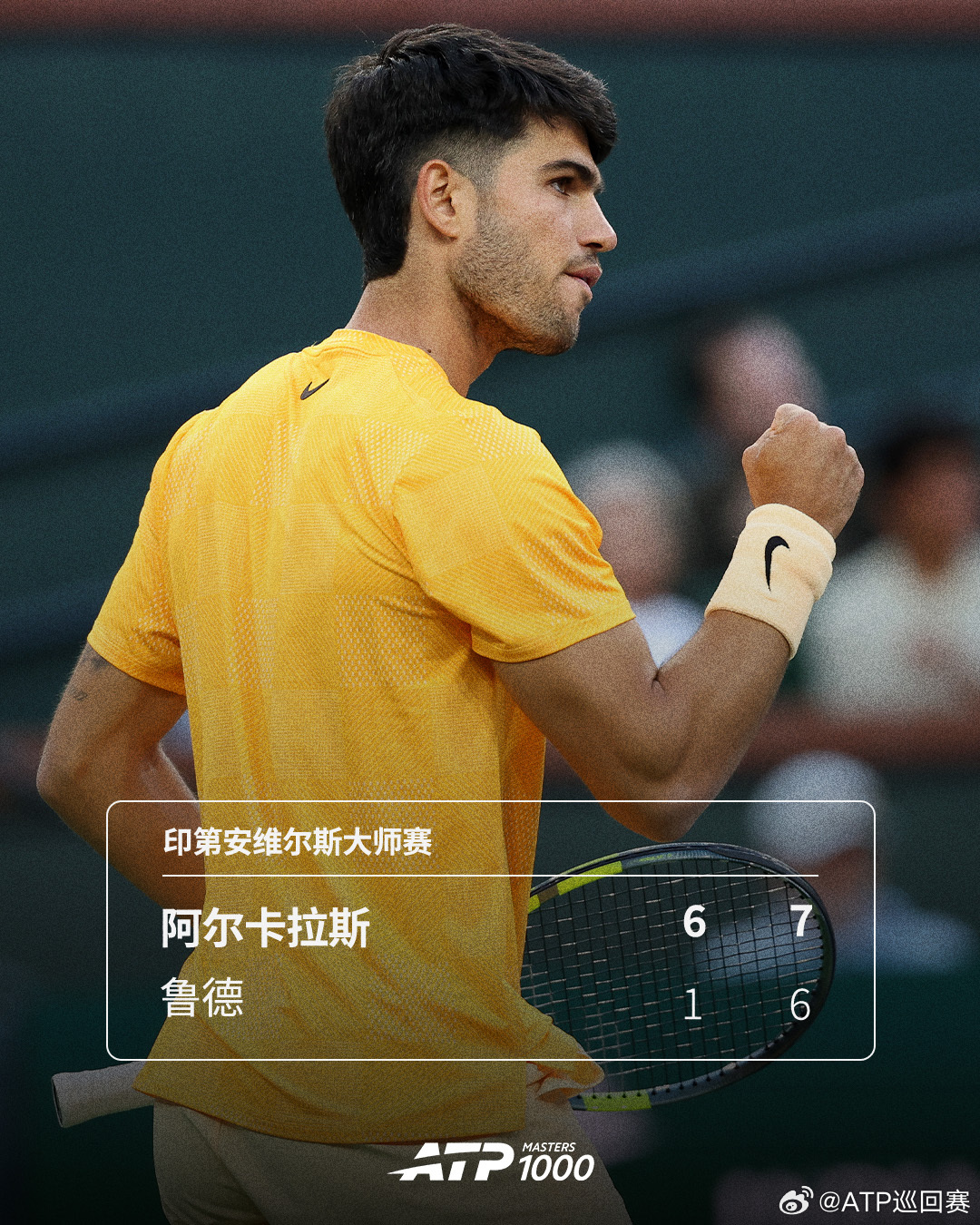 赛季15连胜🔥ATP1000印第安维尔斯大师赛第四轮，两届赛会冠军、头号种子阿