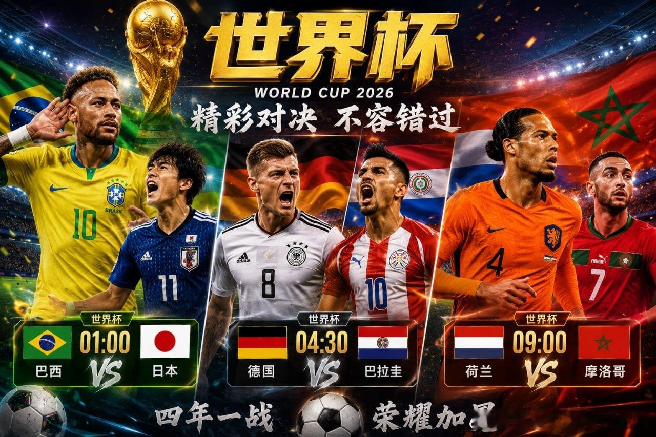 🏆 世界杯淘汰赛精彩来袭！⏰ 01:00 🇧🇷巴西 VS 日本🇯🇵⏰ 