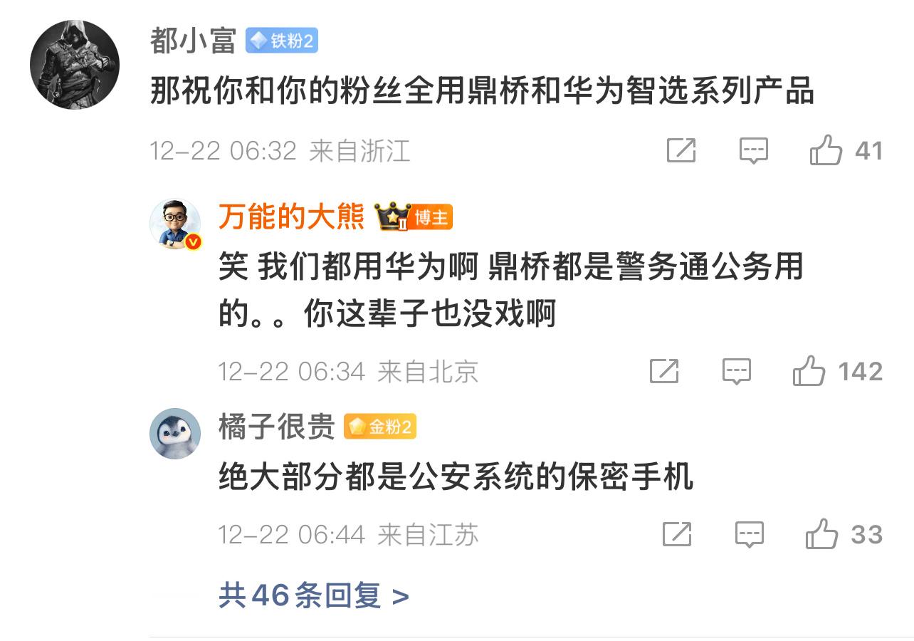 大熊说鼎桥手机现在都是警务通公务用，那可以透露一下他们用的的鼎桥手机，芯片也是天