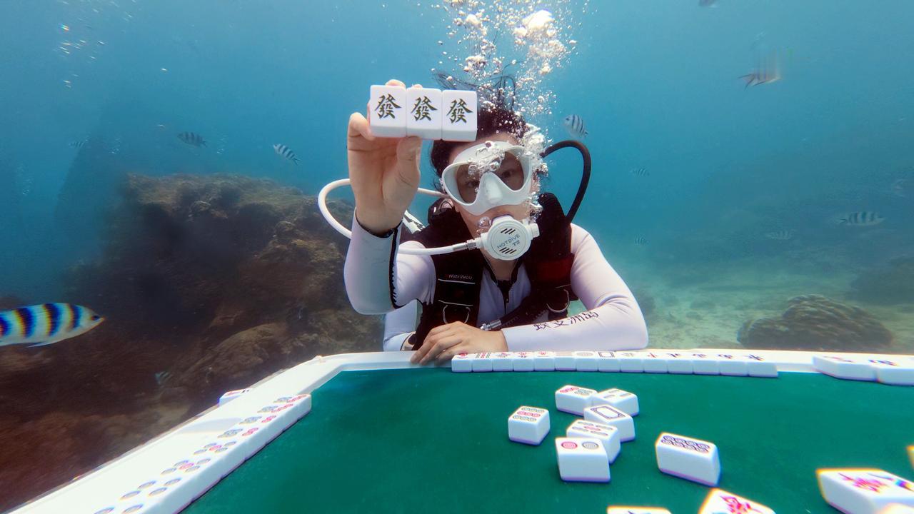 走呀！一起到水底搓个麻将？！
莎莎每年这个时候，都会到蜈支洲岛刷几个瓶。主要是巩