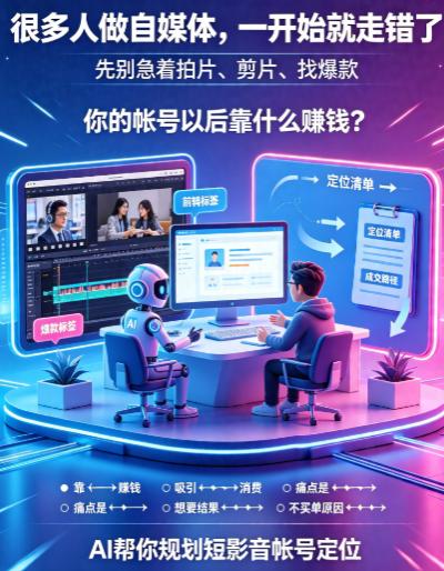 很多人做自媒体，一开始就急著拍片、剪片、找爆款。
但真正该先想清楚的是：你的帐号