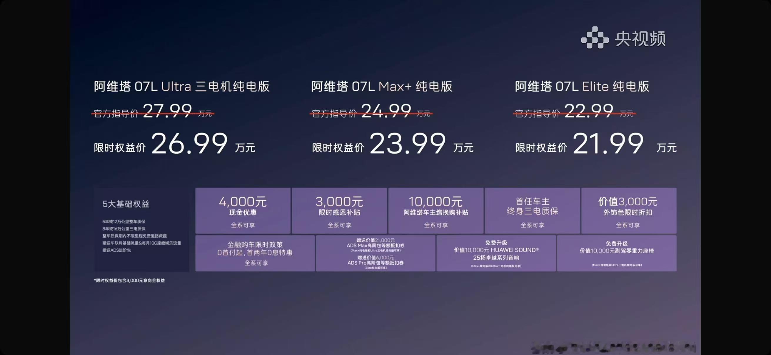 阿维塔07L这次定价太卷了！入门版Elite只要22.99万，限时权益价更是低至