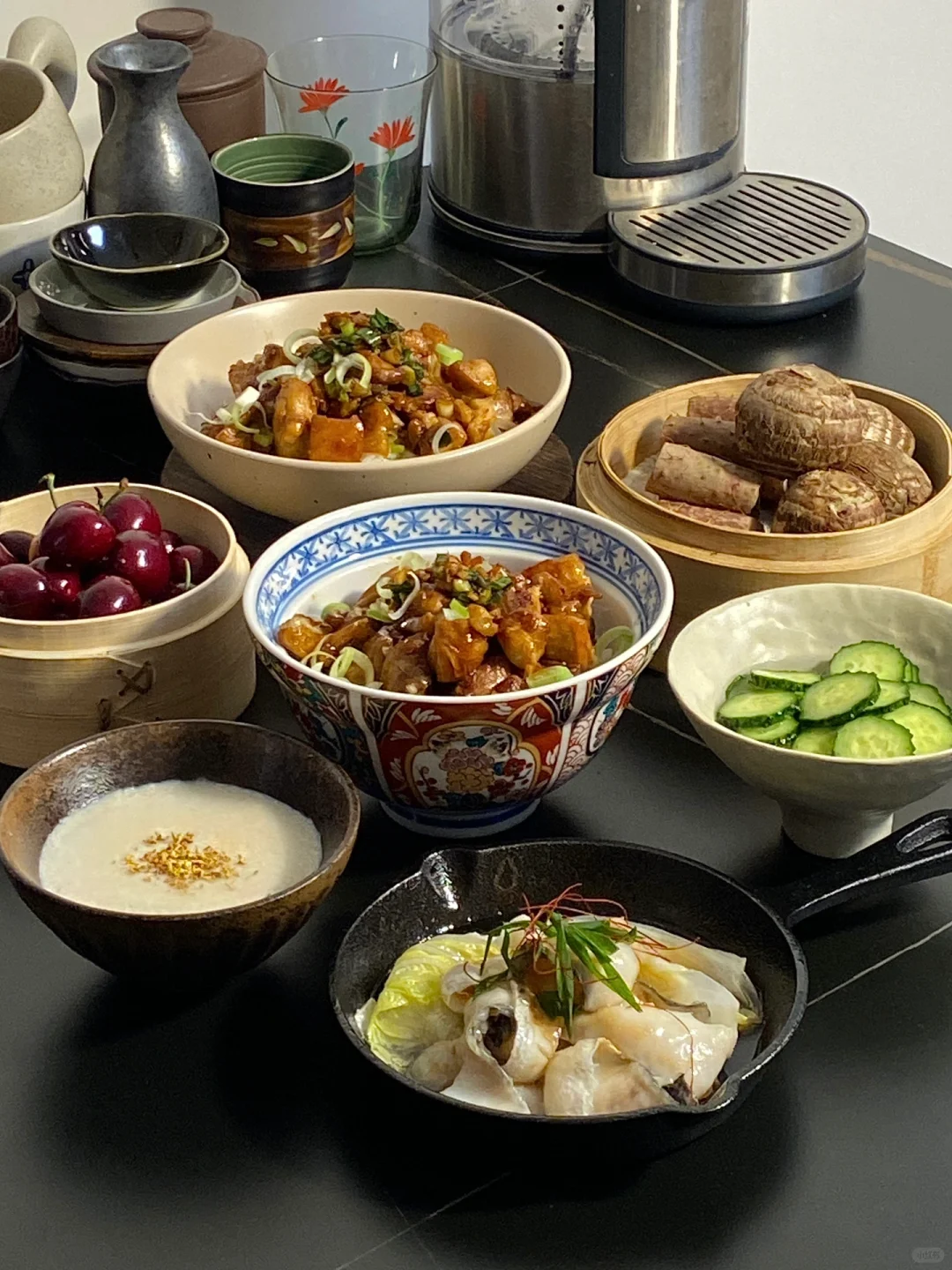养胃食谱📜葱烧鸡 山药芋头 葱油黑鱼片🥢