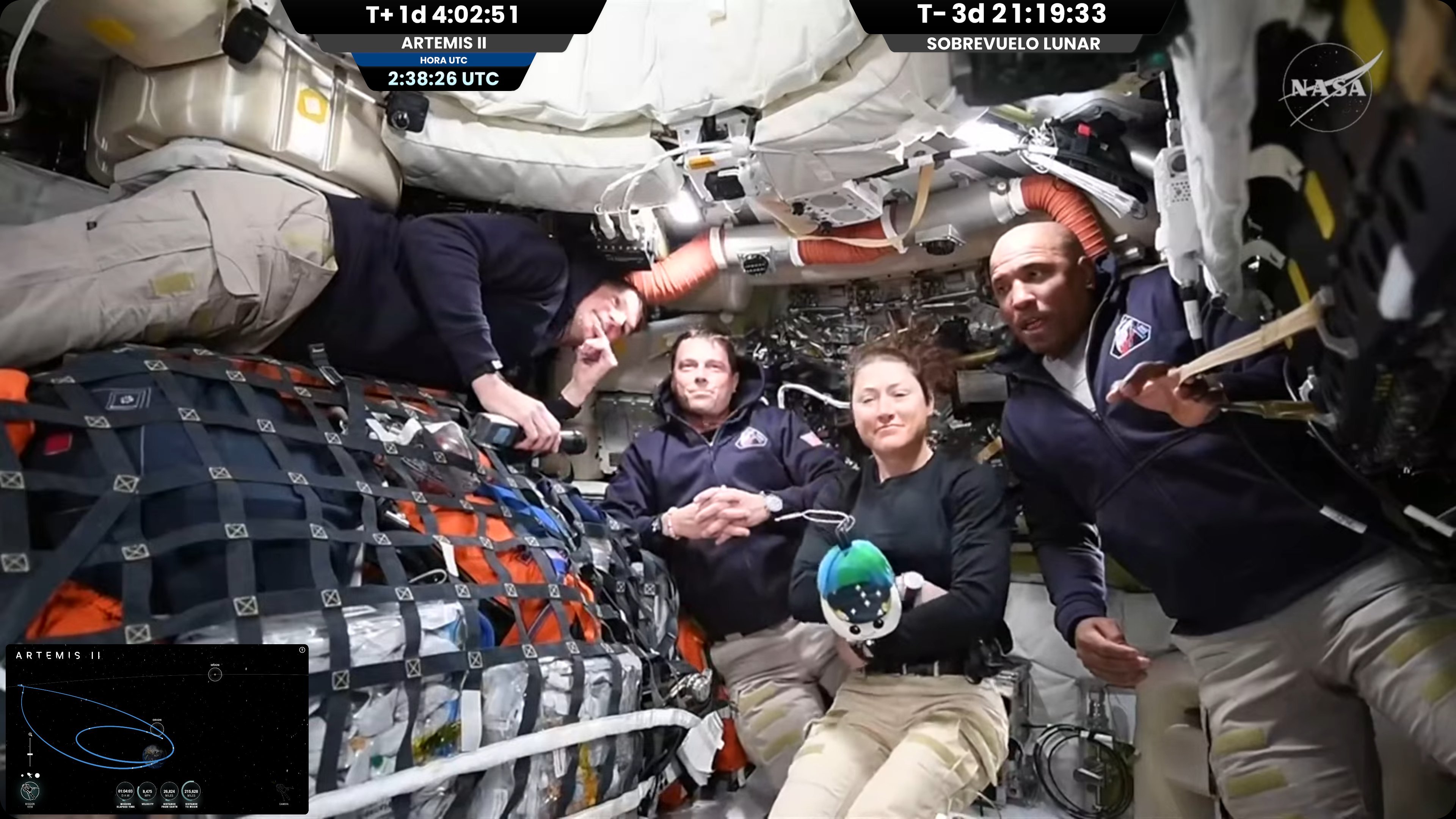 阿尔忒弥斯2号阿尔忒弥斯2号宇航员在舱内最新画面 