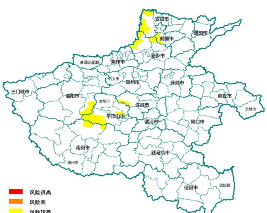 2026年5月20日20时至21日20时，河南省地质灾害气象风险预警达到黄色预警