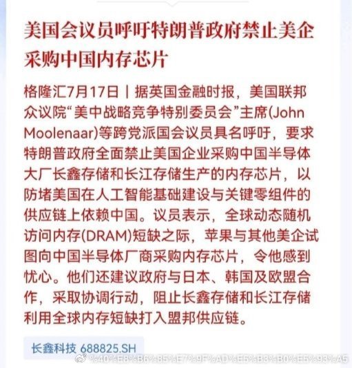 存储板块遭遇地缘利空冲击！美国议员提议限制采购国产存储，短期情绪承压，长期倒逼产