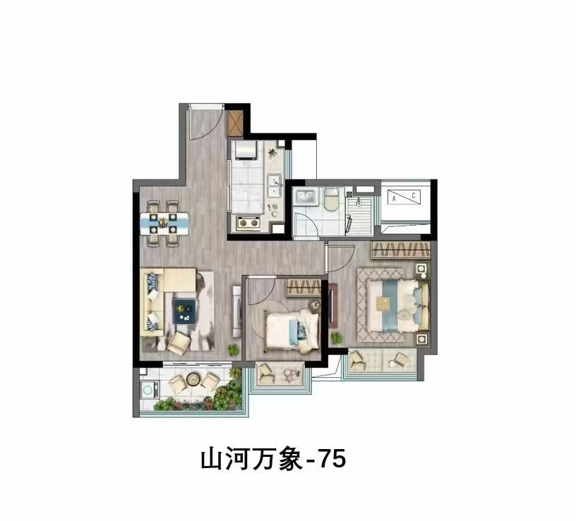 山万象清退一套75平7楼，总价208万送车位！