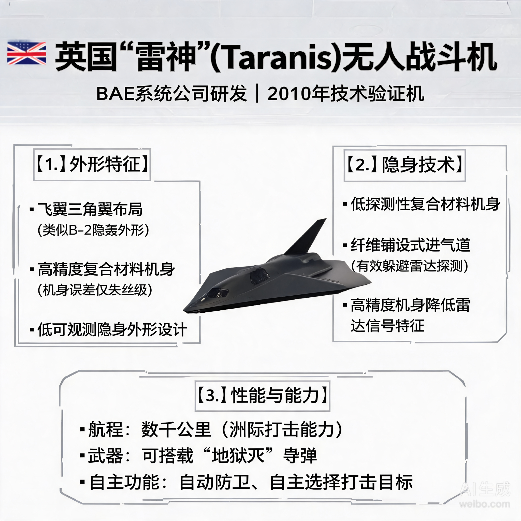 军事ai新视野 英国“雷神”无人机“雷神”（Taranis）无人机是英国航太系统