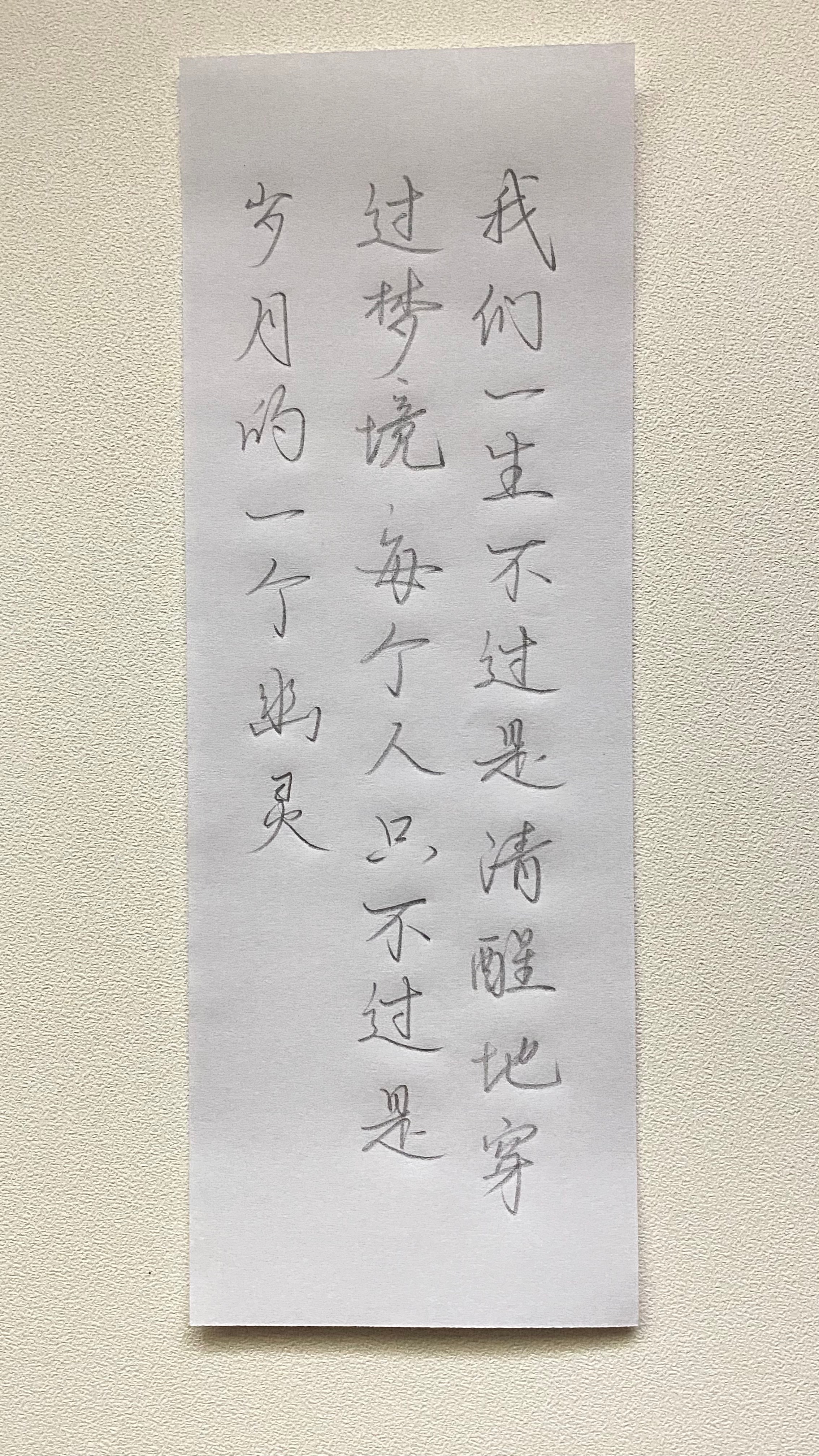 今日作业（2025.3.17）我们一生不过是清醒地穿过梦境，每个人只不过是岁月的