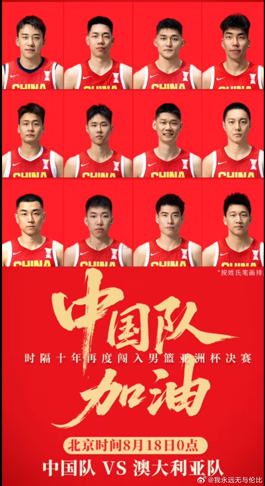 中国男篮亚洲杯争冠中国男篮加油！👏 ​​​