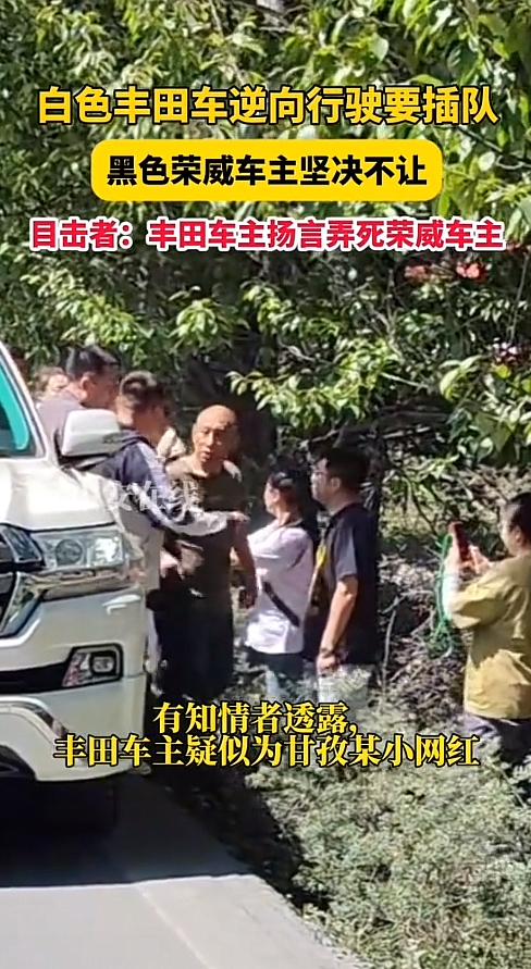 网友爆料：白色丰田逆行插队，黑色荣威车主不惯着，坚决不让。据目击者说，丰田车主还