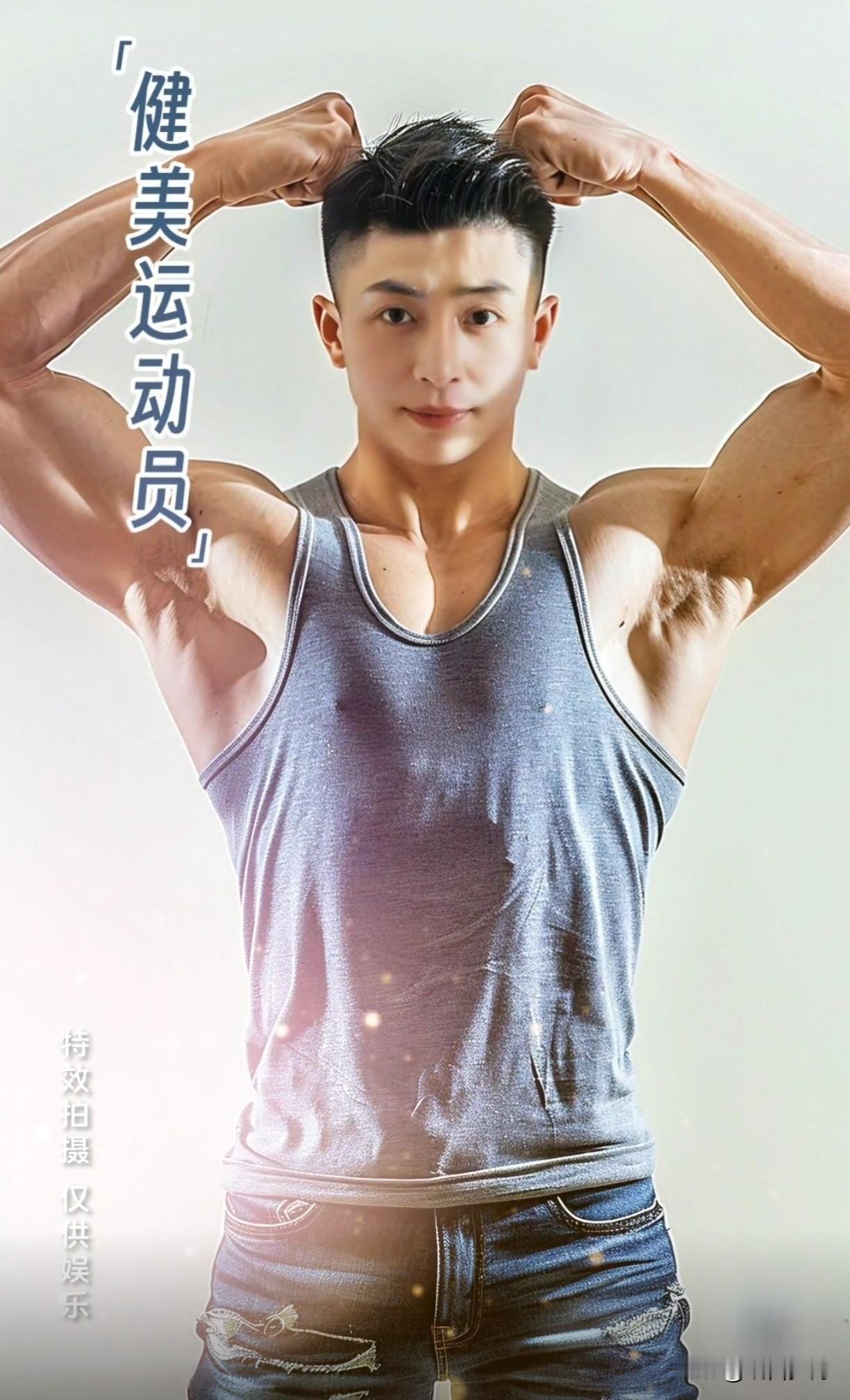 特效真好，一不小心我就变男的了。但为什么是个健美运动员呢？一点不搭，我是能躺着绝