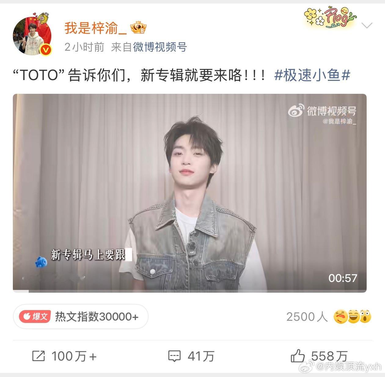 梓渝官周胖头仔TOTO毛绒销量好猛卖了近1500w我是越来越期待朋朋的新专辑了