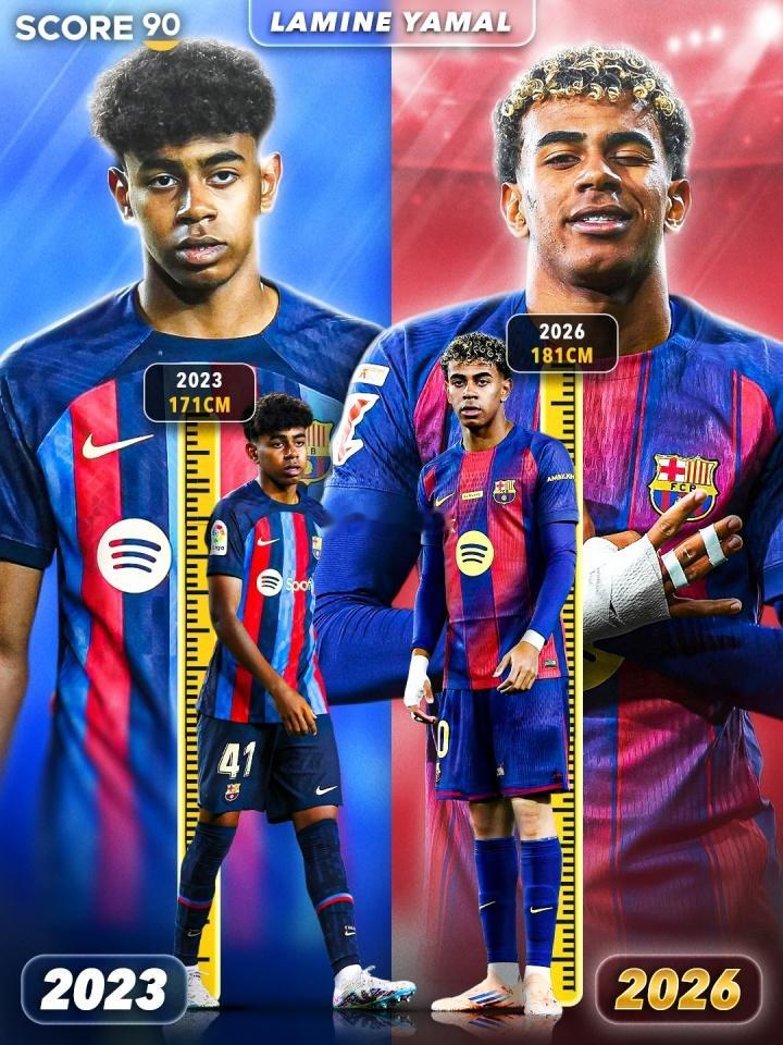 理论还能长！亚马尔3年过去身高从171长到181，现18岁已获5座冠军足球 01