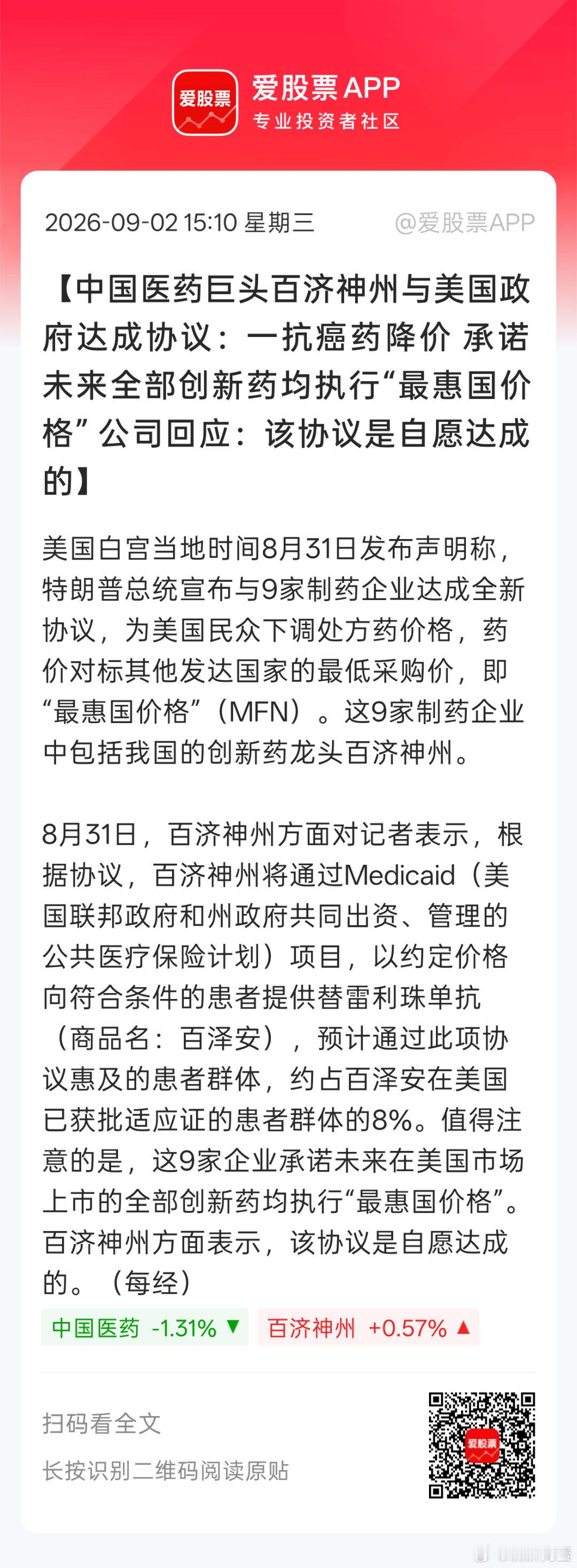 创新药遭遇美国版集采这条出海线也危险了。后面对美的相关订单，利润可能要大打折扣。