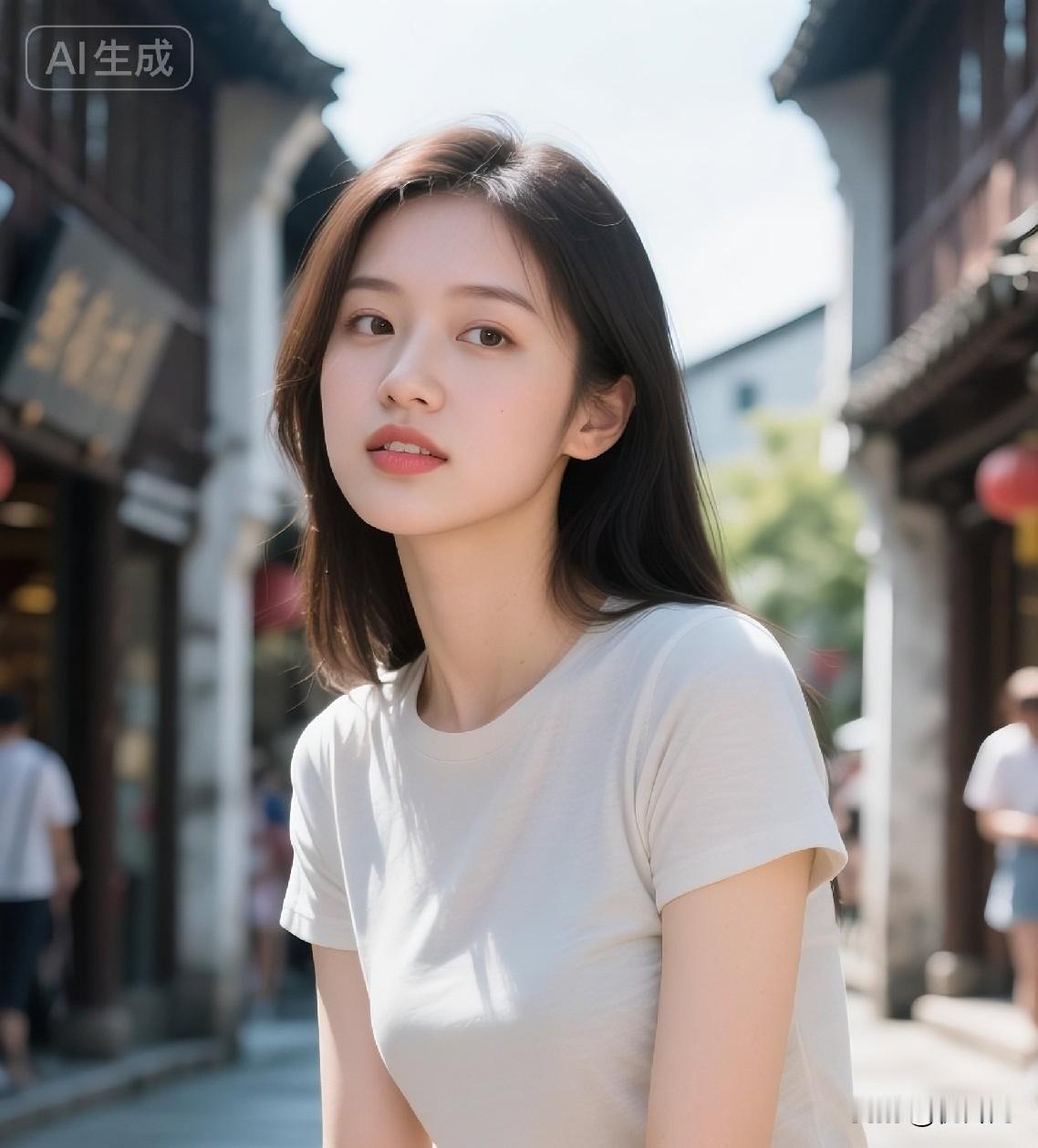 青石板路，美人如画。