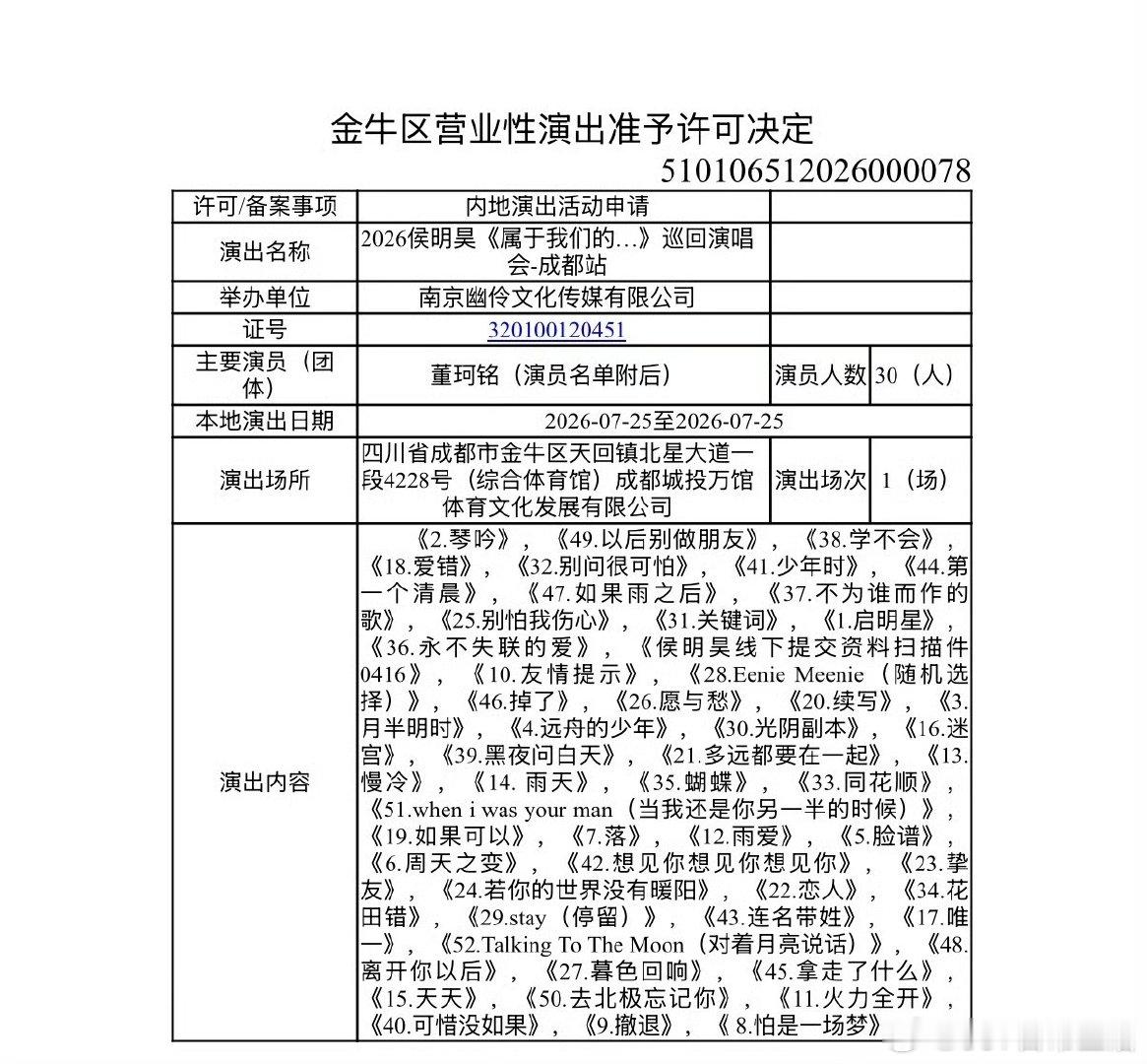 侯明昊南京演唱会歌单侯明昊演唱会歌单侯明昊南京演唱会歌单来了 